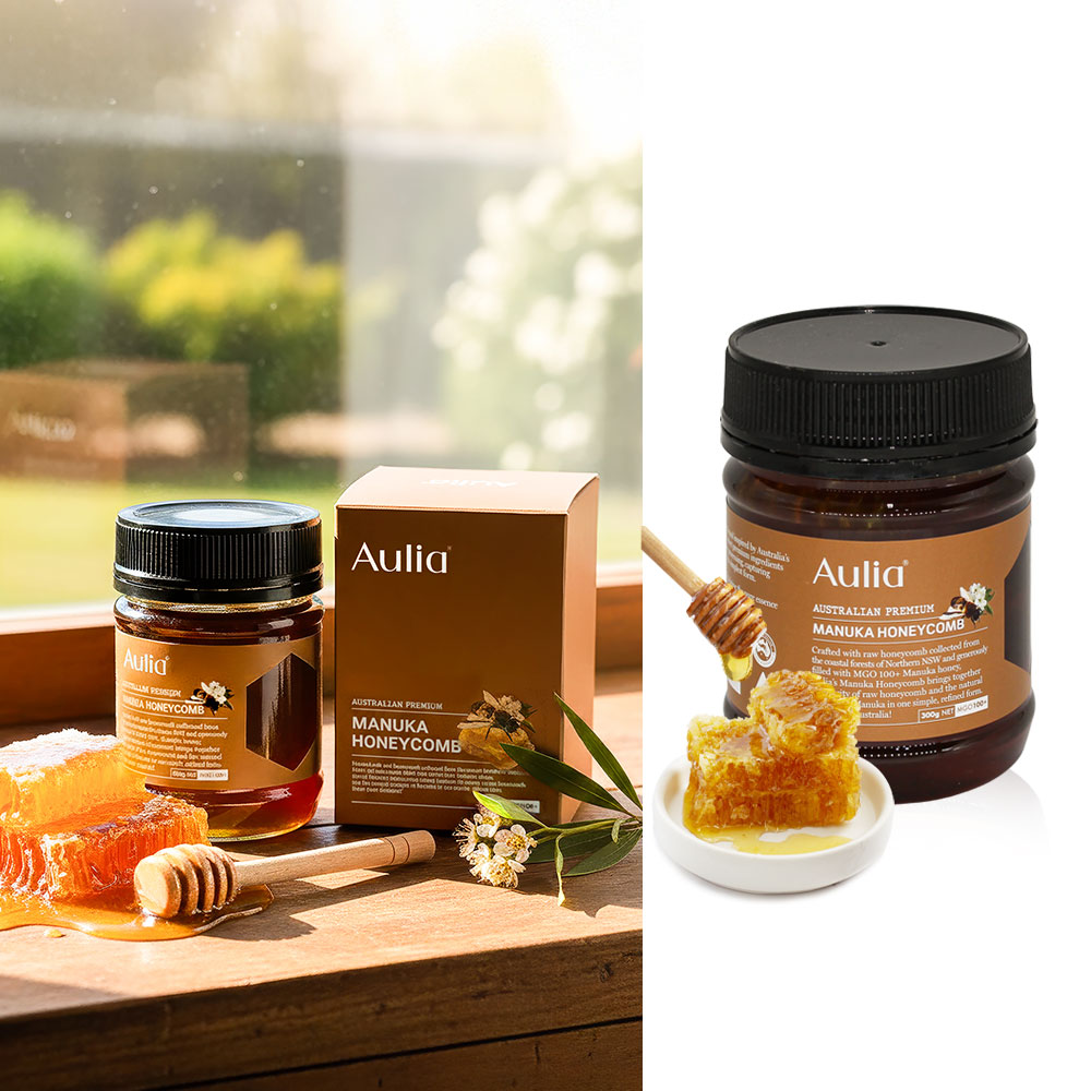 [빠른배송] 100% 호주산 올리아 허니콤 마누카 병꿀 MGO100 / 300g  Aulia Australia